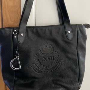 Lauren Black Pebbled Leather Tote .. Pristine… Buttery leather !